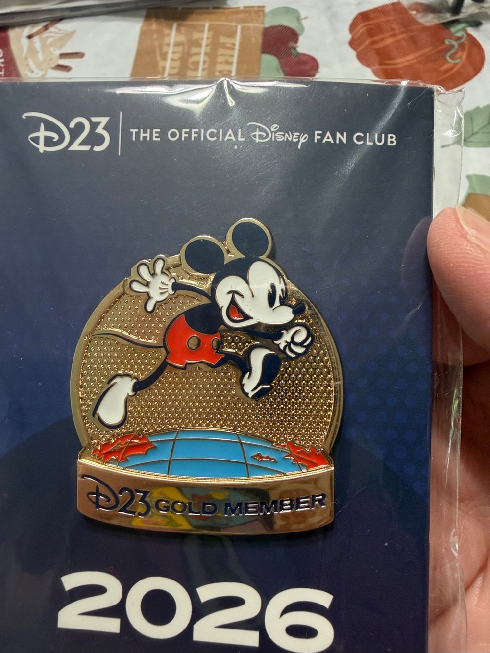 Disney D23 2026 Mickey Mouse Gold Enamel Pin - Red, Blue, Black